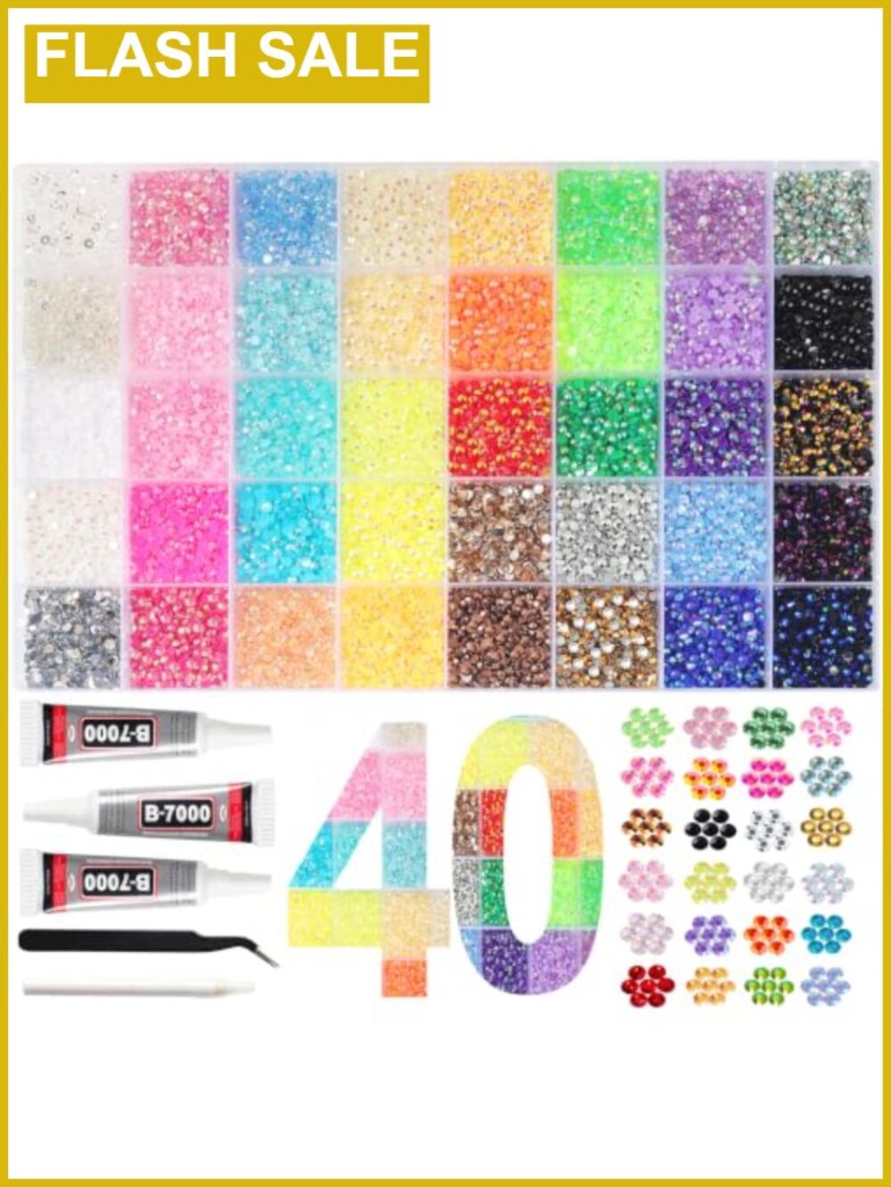 50,000+ Pcs 3mm Multicolor Jelly Rhinestones Kit with Glue and Tools